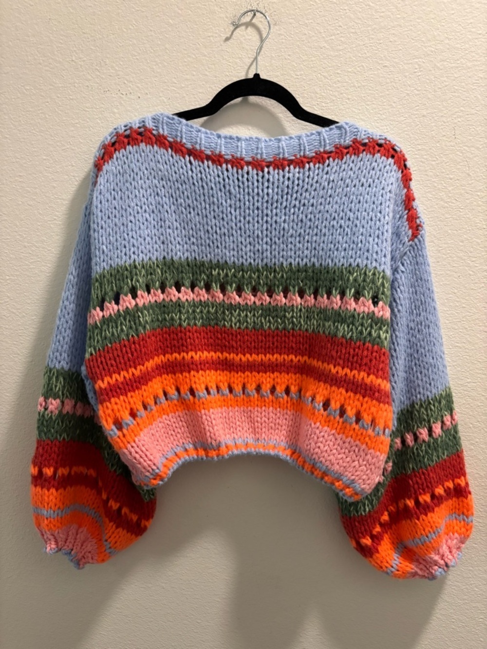Ky Creations Colorblock Cropped Knit Sweater, multicolor in size o/s